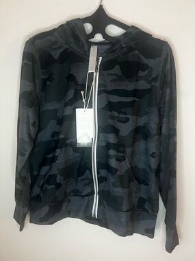 NWT Fornia Kids Camo Zip Up Hoodie Medium 10 Black Gray Athleisure Jacket